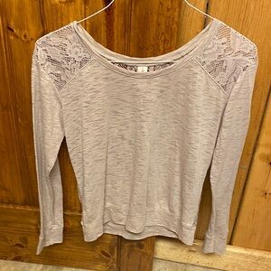 Lace Shoulder Long Sleeve Top